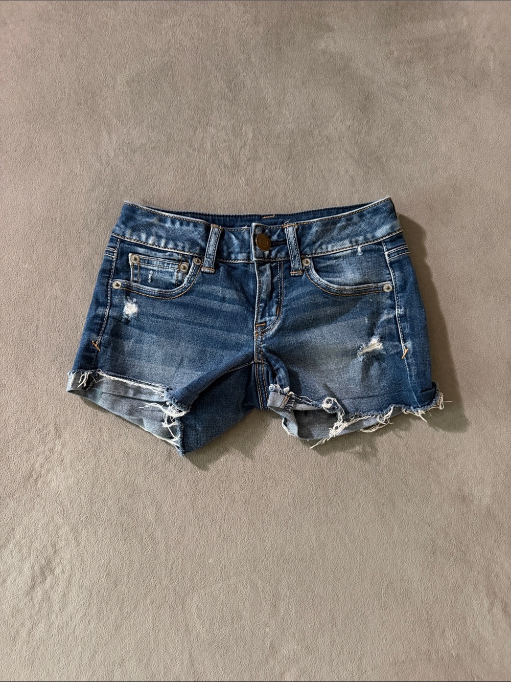 American Eagle Outfitters Blue Distressed Denim Cutoff Shorts